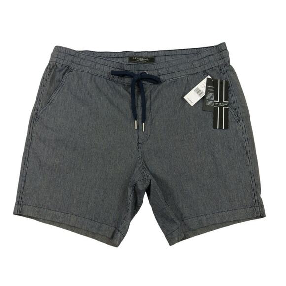 LIVERPOOL Los Angeles Mens XL The Drawstring Shorts Navy Ivory Stripe $89 - Picture 1 of 12